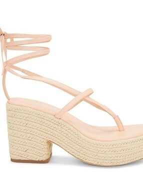 LPA Ceci Jute Espadrille Platform Sandal Peach Size 9